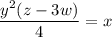 \dfrac{y^2(z-3w)}{4} = x
