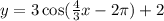 y=3\cos(\frac{4}{3}x-2\pi)+2