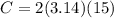 C=2(3.14)(15)