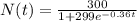 N(t)=\frac{300}{1+299e ^{-0.36t} }