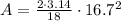 A=\frac{2\cdot3.14}{18}\cdot16.7^2
