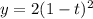 y=2(1-t)^2