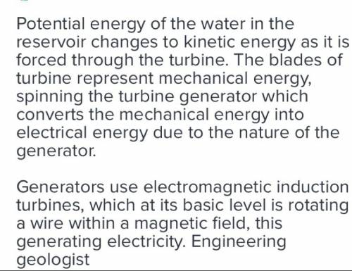 What is the proper sequence of energy changes that occur in a hydroelectric plant?  plz  asap i will