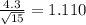 \frac{4.3}{\sqrt{15} } =1.110%