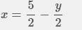 What is the value of x in the following system y=3x-5 and 6x+3y=15