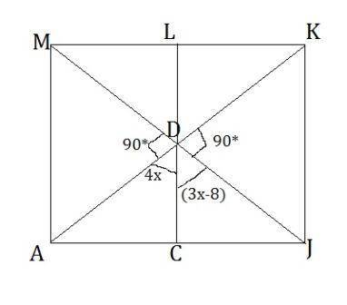 What is m∠cdj ?  enter your answer in the box. ° line a k and line m j intersect at a right angle at