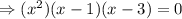 \Rightarrow (x^2)(x-1)(x-3)=0