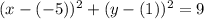 (x-(-5))^{2} +(y-(1))^{2} =9