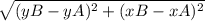 \sqrt{(yB-yA)^2+(xB-xA)^2}