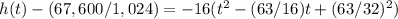 h(t)-(67,600/1,024)=-16(t^{2} -(63/16)t+(63/32)^{2})