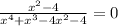 \frac{x^2-4}{x^4+x^3-4x^2-4}=0
