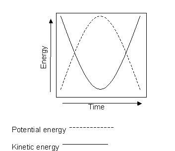 This graph most likely describes the potential energy and kinetic energy of a roller coaster going a