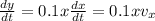 \frac{dy}{dt}=0.1x\frac{dx}{dt}=0.1xv_x