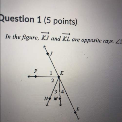 In the figure kj and kl are opposite rays. angle1 = angle2 and km bisects anglenkl. if m anglelkn =