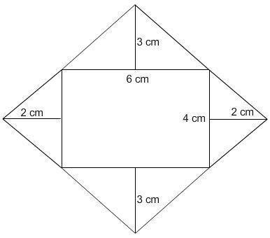 The four folded parts of an envelope are opened up to create this figure. what is the surface area o