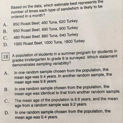 Question 18. a population of students in a summer program for students in grades kindergarten to gra
