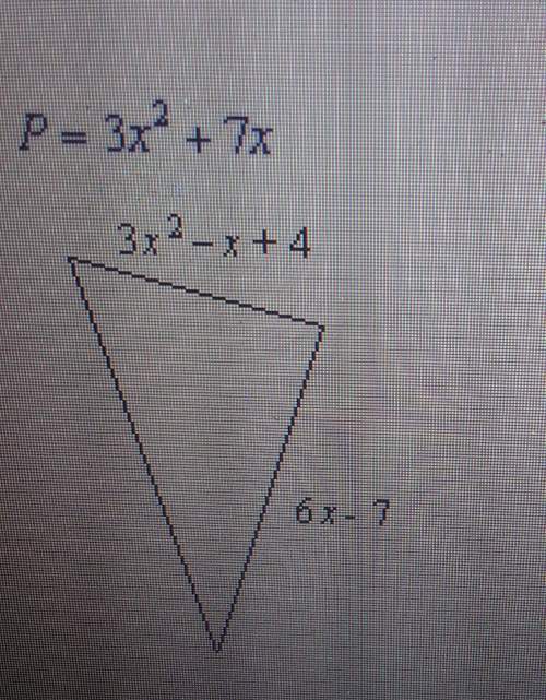 The measures of two sides of a triangle are given. if p is the perimeter, find the measure of the th