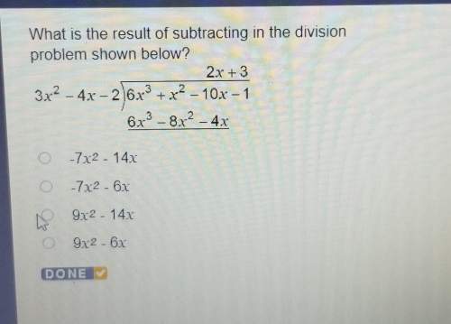 What is the result of subtracting in the divisionproblem shown below? - 2x + 33x2 - 4x - 26x3 + x2 -