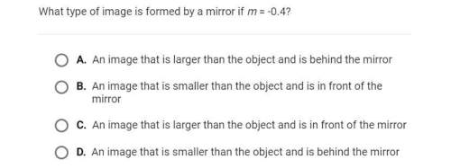 What type of image is formed by a mirror if m= -0.4?