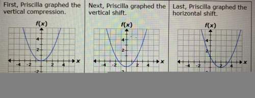 Priscilla graphed function g, a transformation of the quadratic parent function f(x)=1/2f(x+2)-1 whi
