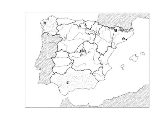 Using the online map, match each letter on the map of spain with the name of the place or area it re