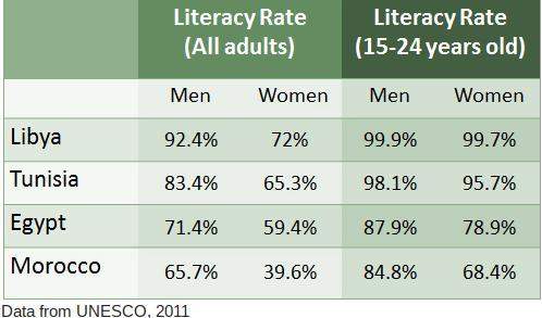 Carefully study the chart above. which of the following statements best describes literacy rates in