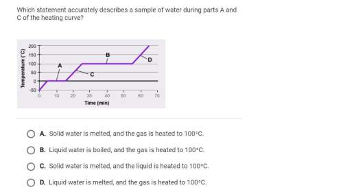 Which statement accurately describes a sample of water during parts a and c of the heating curve?