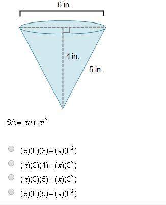 Will mark brainliest which expression represents the surface area of the cone?