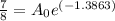 \frac{7}{8}=A_{0}e^{(-1.3863)}