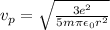 v_p = \sqrt{\frac{3e^2}{5m\pi\epsilon_0 r^2}}