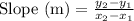 \text{Slope (m)} = \frac{y_2-y_1}{x_2-x_1}