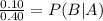 \frac{0.10}{0.40} =P(B|A)