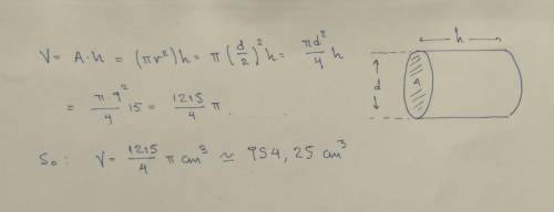 Find the volume of the cylinder  What is the exact volume in terms of π What is the approximate volu