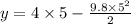 \displasystyle y=4\times 5-\frac{9.8\times 5^2}{2}