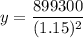 y=\dfrac{899300}{(1.15)^{2}}