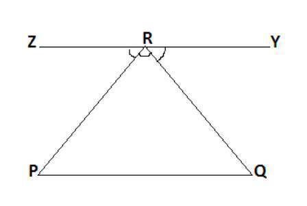 Below is a two-column proof incorrectly proving that the three angles of ?PQR sum to 180: Statements