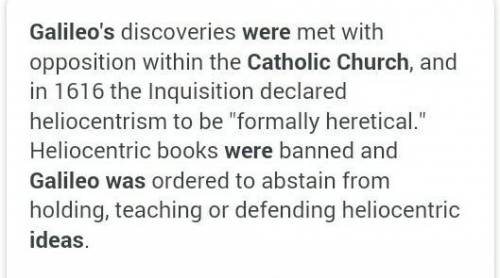 1. Why did Galileo's ideas represent a threat to the Catholic Church?