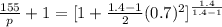 \frac{155}{p} +1 = [1+\frac{1.4-1}{2}(0.7)^2]^{\frac{1.4}{1.4-1}}
