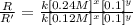 \frac{R}{R'}=\frac{k[0.24 M]^x[0.1]^y}{k[0.12 M]^x[0.1]^y}