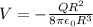 V = - \frac{QR^2}{8\pi \epsilon_0 R^3}
