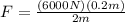 F = \frac{(6000N)(0.2m)}{2m}