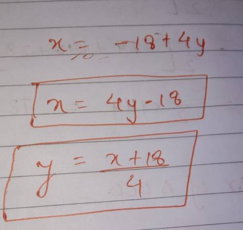 Find 3 points that solve the equation x-4y=-18