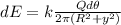 dE = k\frac{Qd\theta}{2\pi (R^2+y^2)}