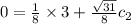 0=\frac{1}{8}\times 3+\frac{\sqrt{31}}{8}c_2