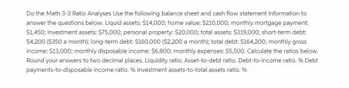 Use the following balance sheet and cash flow statement information to answer the questions below. L