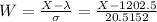 W = \frac{X-\lambda}{\sigma} = \frac{X-1202.5}{20.5152}