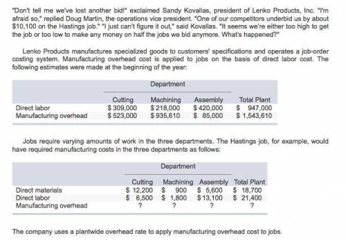 Assume that it is customary in the industry to bid jobs at 150% of total manufacturing cost (direct