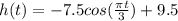 h(t) = -7.5cos(\frac{\pi t}{3} ) + 9.5