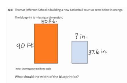 Thomas Jefferson School is building a new basketball court as seen below in orange.  The blueprint i