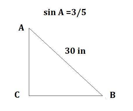 ∆ABC is a right triangle where C is the right angle. The sinA = 3/5. If the hypotenuse of ∆ABC = 30